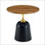 Table d'appoint circulaire de 23,6 pouces, table de salon à base en métal avec grain de bois de noyer moderne, parfaite pour le café, les réunions et le bureau.-521594481