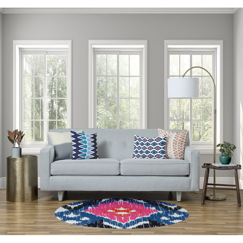 Chenille Ikat Indoor Rug, Round 5'