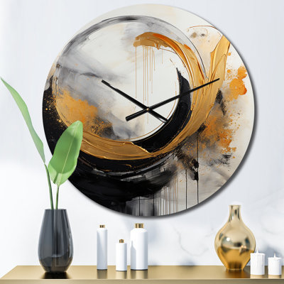 Yin Yang Beyond Duality Abstract Gold And Black I Metal Wall Clock -  Design Art, CLM86515-C16