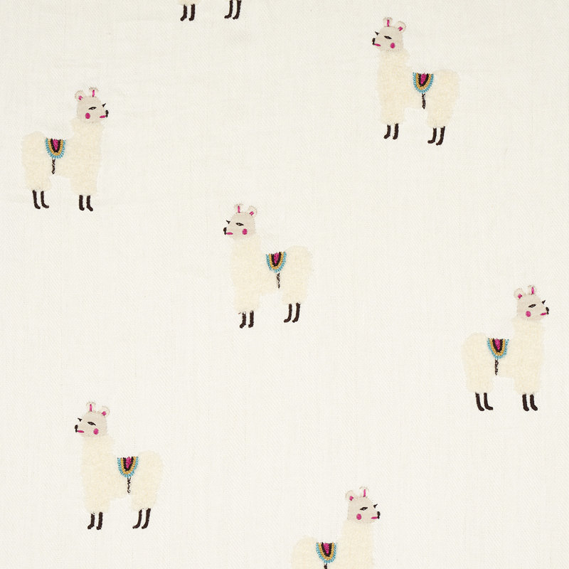 Llama Embroidery Fabric