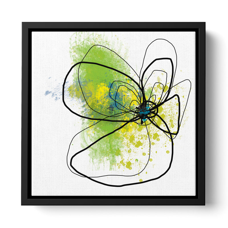 «Citron Petals» par Jan Weiss, reproduction d'art sur toile Green Floral Abstract, H 14 po x l 14 po