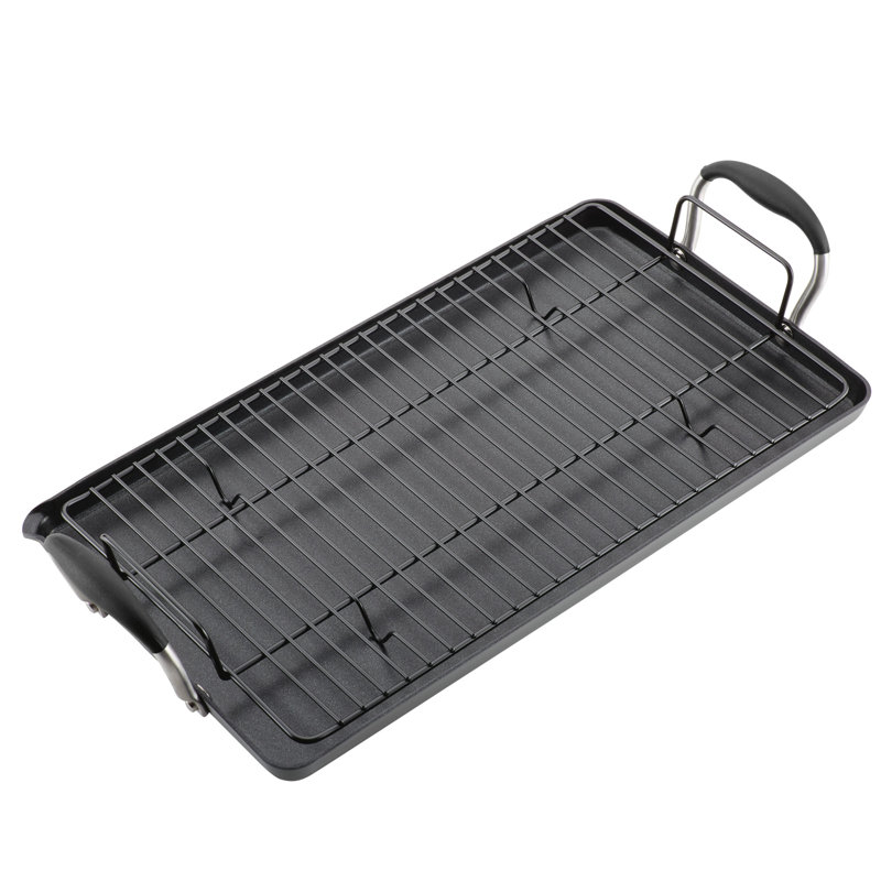 Anolon Advanced Home Hard Anodized Nonstick Double Burner Griddle, 10 Inch X 18 Inch, Black