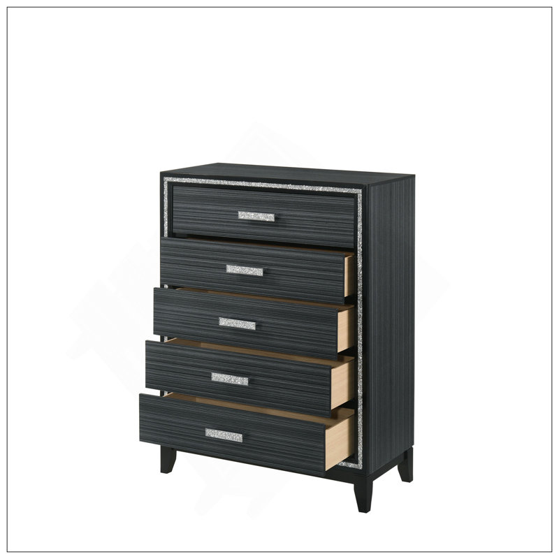 Haiden Weathered Black Finish Chest, Black