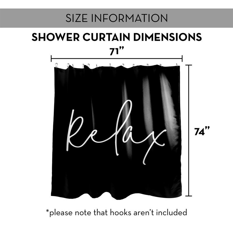 Perine Machine Washable Polyester Shower Curtain, Black