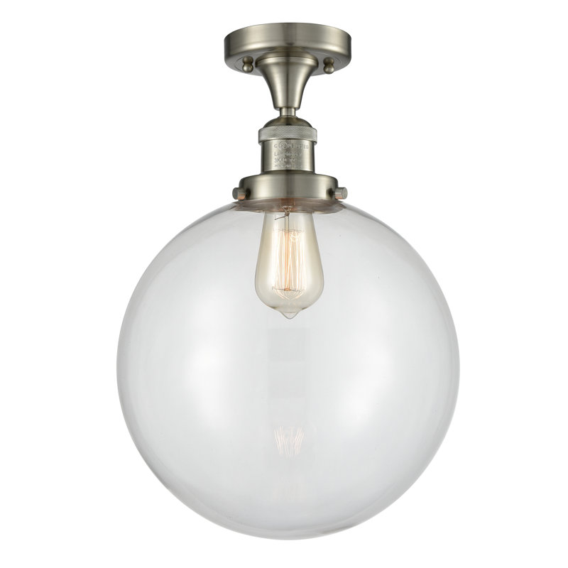 Brislington Glass Semi Flush Mount, No Bulb Included, Clear, Brushed Satin Nickel