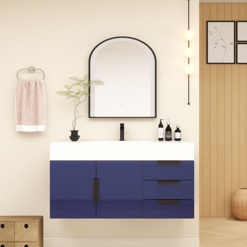 Meuble-lavabo mural simple 42 po, Bleu marine