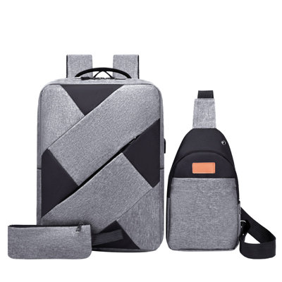 Backpack Backpack Three Piece Set, Large Capacity USB Student Backpack, Suitable For School And Outdoor Travel, Computer Bag For Men And Women With Large Capacity