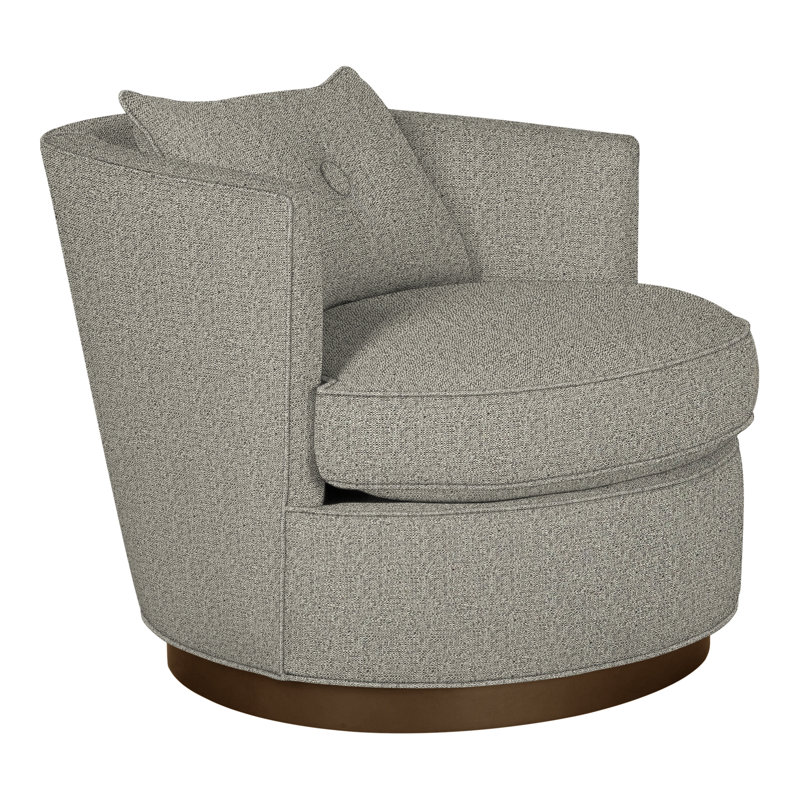 Bernadette By Michael Weiss Swivel Barrel Chair, Tuck Graphite, Havana