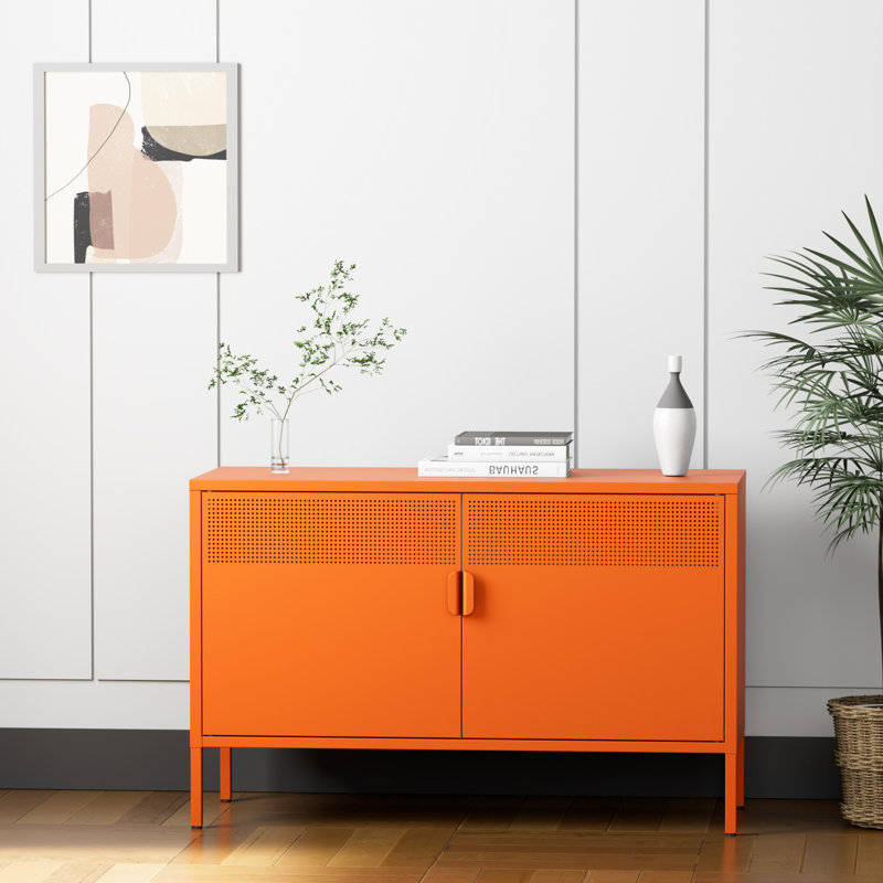 Crédence de rangement l 39,37 po avec foyer Kaloni, Orange