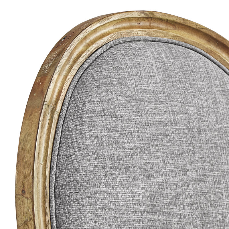 Hildemar 19'' H Linen Upholstered Side Chair, Gray Linen, Natural