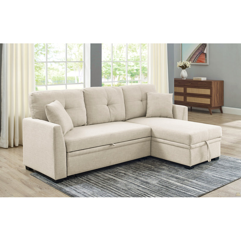 Canapé-lit modulaire avec rangement, Polyester beige