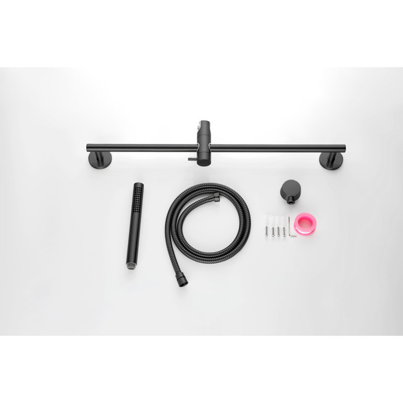 Stainless Steel Handheld Shower With 28-inch Slide Bar And Matte Black Exterior 59-inch Hose Adjustable Height Multiple Spray Options In