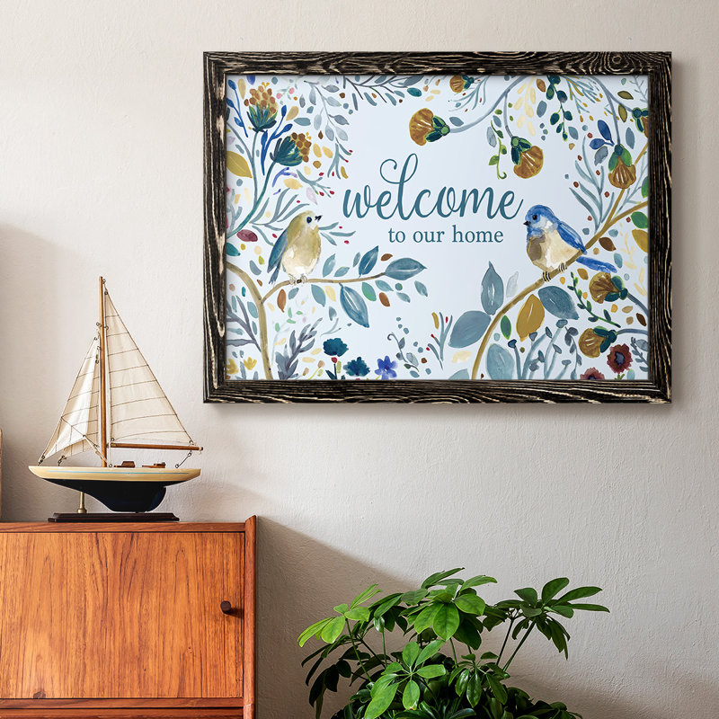 Welcome to our home, reproduction d'art sur toile, Noir, H 26 po x l 38 po x P 1,5 po