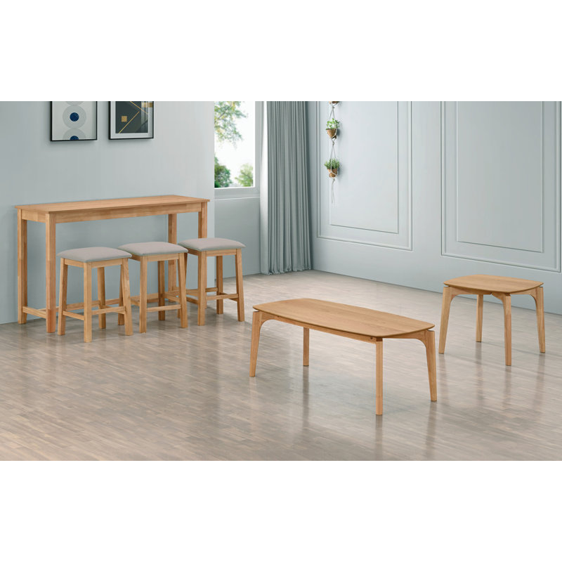 60" Table with 3 Barstools (4-pc set), Natural Oak