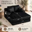 Fauteuil convertible en lit d'intérieur, 152 cm, en velours côtelé, avec 2 porte-gobelets, 2 poches latérales, coussins et accoudoirs. Parfait pour le salon, une chambre d'étudiant ou une chambre d'amis. Aucun assemblage requis. Couleur : noir.-820125848