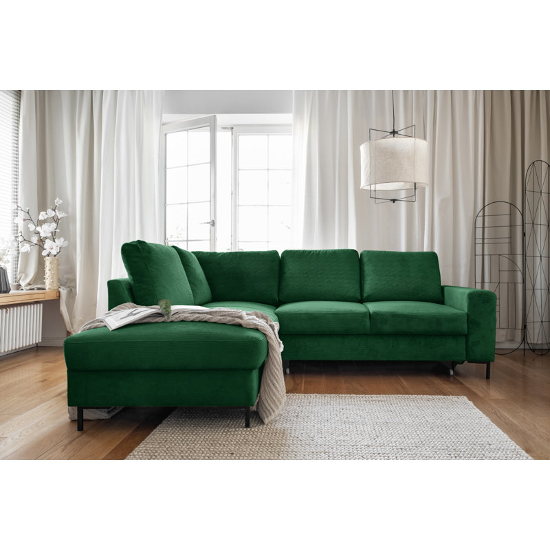 Lofty Lilly 6 seater Corner Sofa Bed, Left Hand Facing, Emerald Green