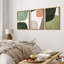 Mid-Century en forme de Tripyth vert, ovales multicolores abstraits, Mid-Century moderne, impression sur toile encadrée, 3 pièces, décoration murale-119385094-90847642