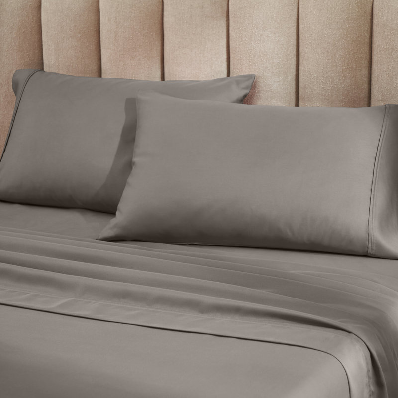 Taies d'oreiller supérieures en mélange de coton infroissable à densité de tissage 1200 fils Superior, Très grand lit, Gris