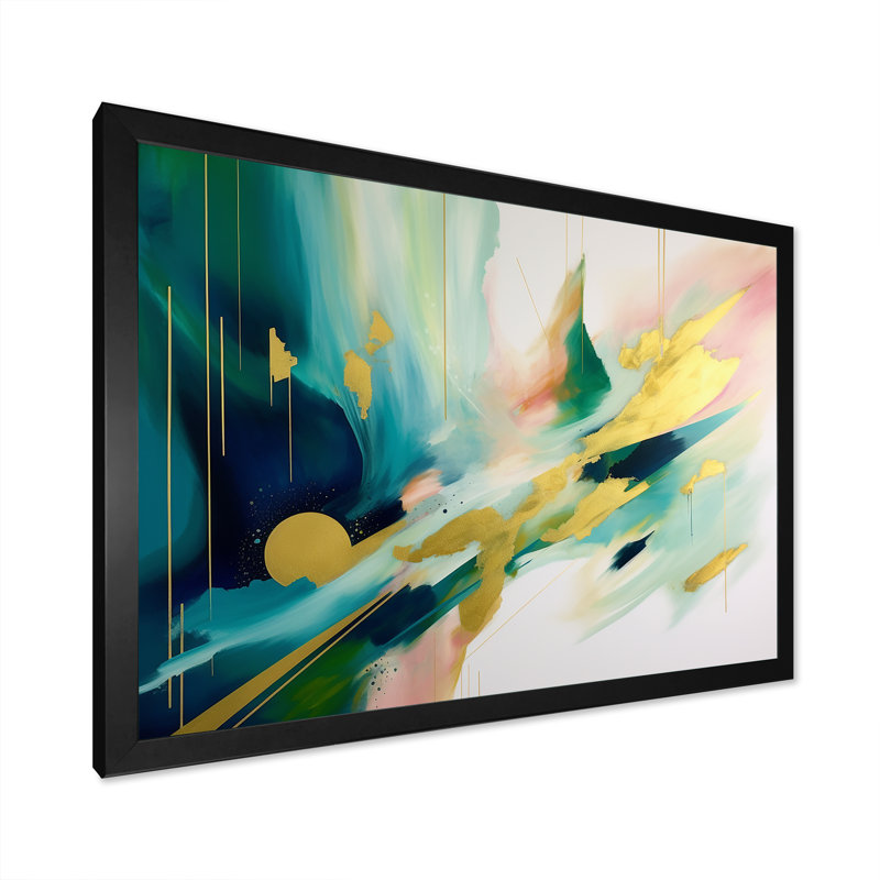 Motif géométrique vert et or IV - formes abstraites, impressions sur toile_105668, H 12 po x l 20 po x P 1 po