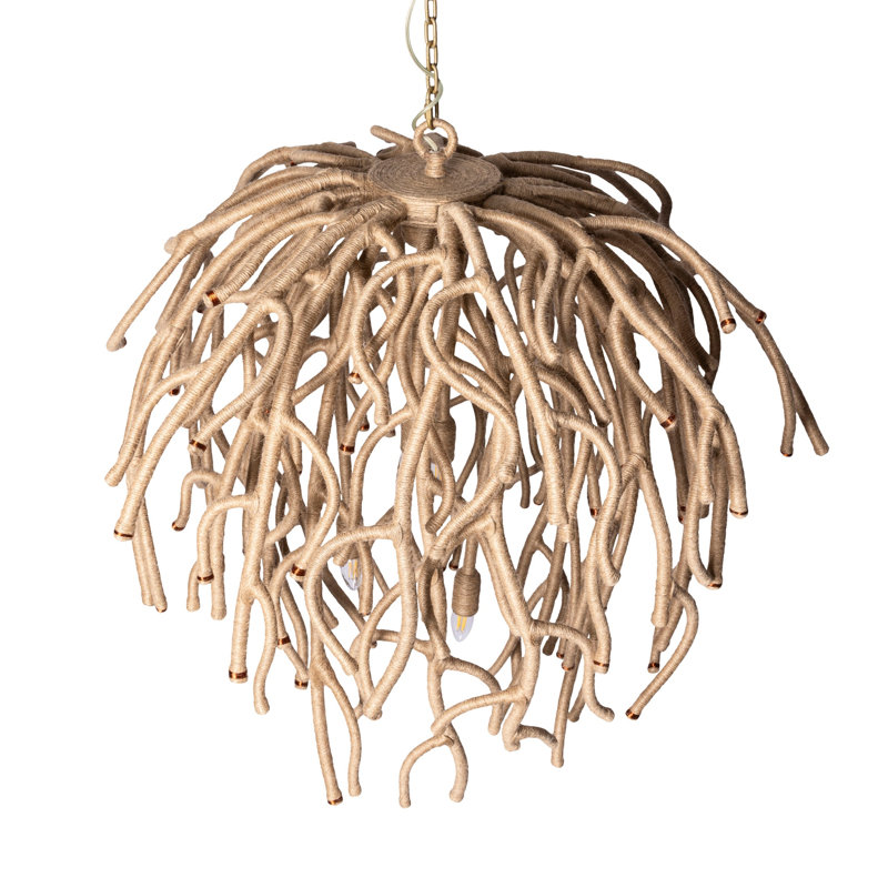 Jute Coral Chandelier - Ballito, 38" H x 38" W x 38" D, 4 Lights