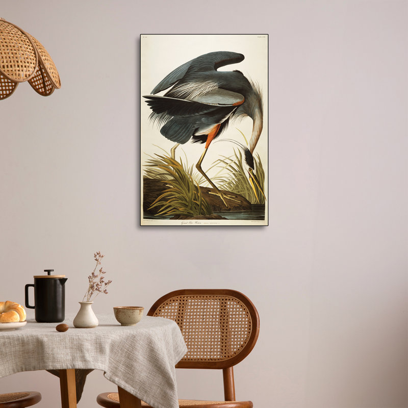 Reproduction d'art sur toile en métal «Steelerix» - Grand héron bleu par John James Audubon