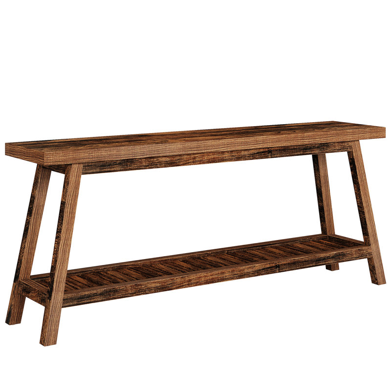 Console Table, Wood Entryway Table With Open Storage Shelf, Rustic Brown