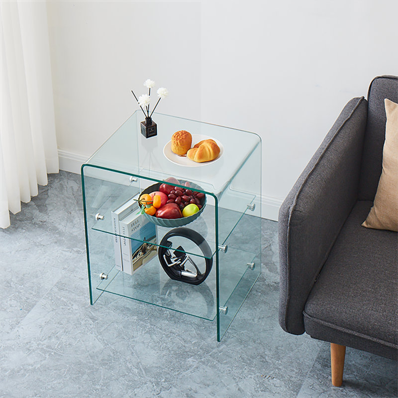 Table basse en verre trempé transparent trempé pour la maison et l'extérieur, facile à nettoyer et sans assemblage requis