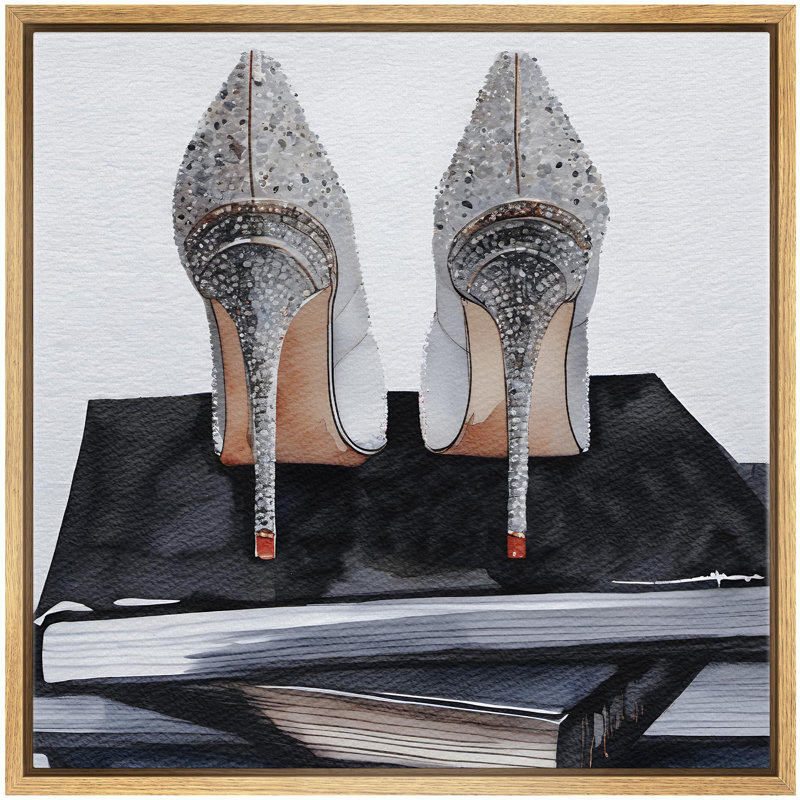 «Dark Grey Elegance Redefined Sparkling High Heels Woman's Fashion Modern Art Pastel» sur, Naturel, H 24 po x l 24 po
