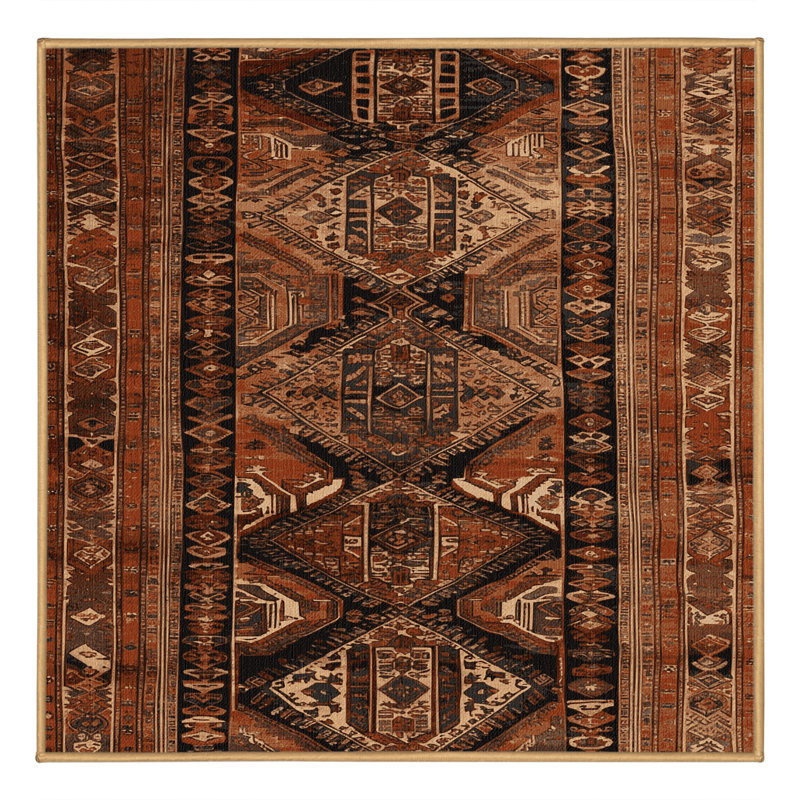 Machine Washable Turkish Brown Area Rug, Square 6'