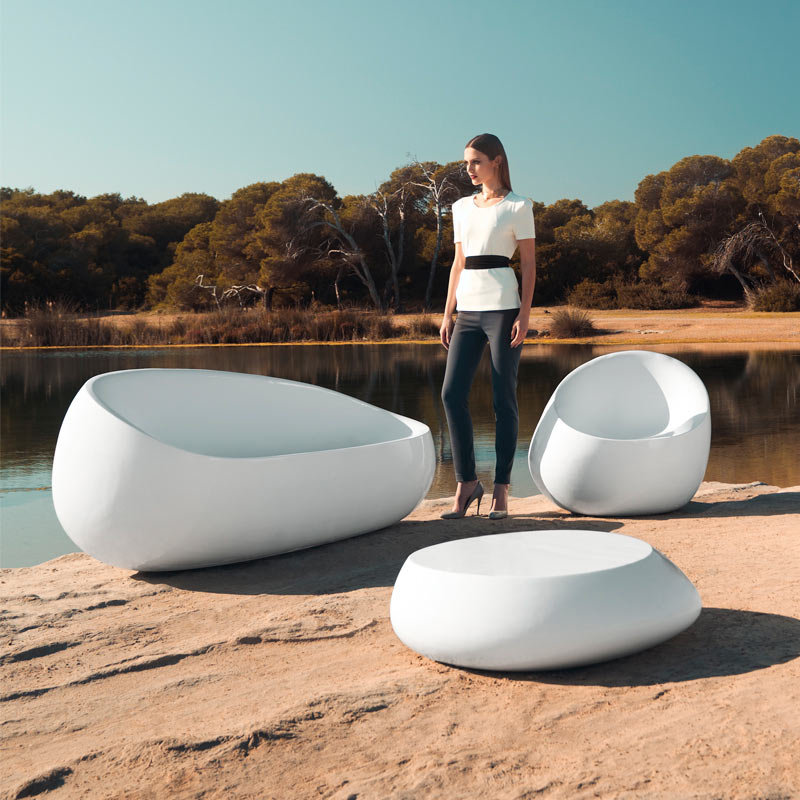 Stone Plastic Coffee Table, Ice