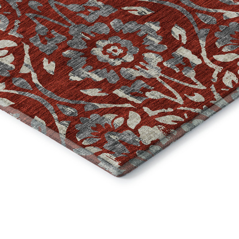 Premium Machine Washable Prisco Red Rug, Rectangle 9' x 12'