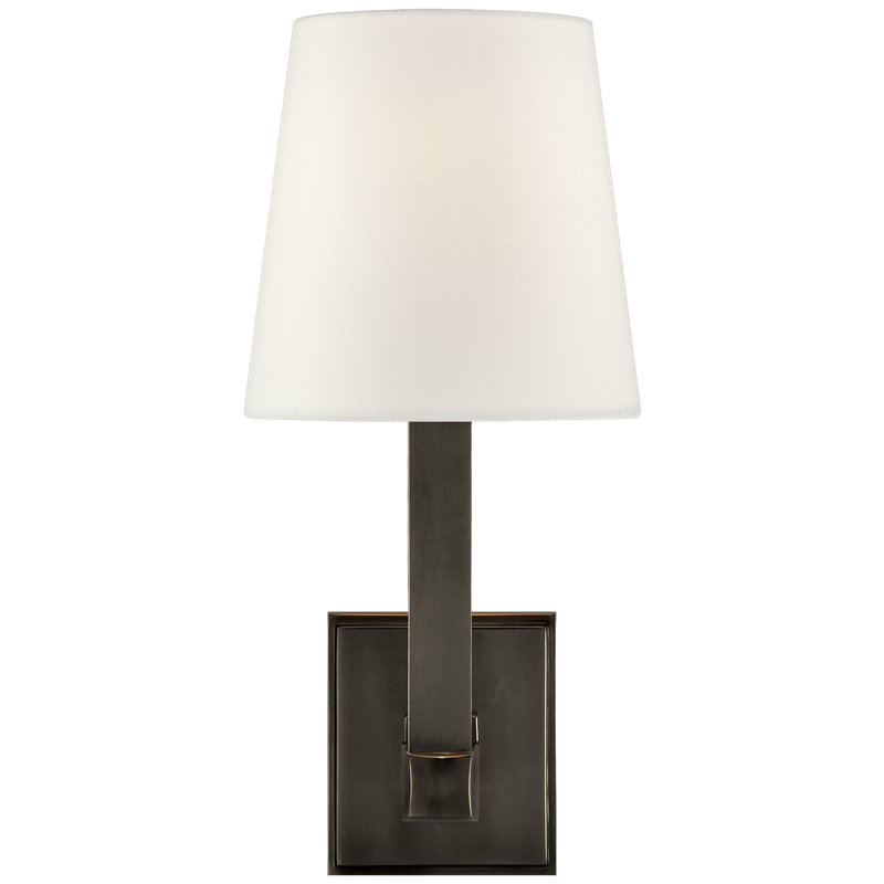 Chapman & Myers Square Tube Single Sconce, Bronze, Fabric