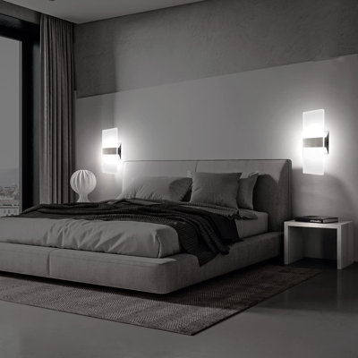 Modern Wall Sconces Set Of Two, Led Wall Light 10W, 6000K White Light Up Downlight, Hardwired Acrylic Wall Light Lighting, Suitable For Living Room Corridor Bedside (Cool White 6000K 2Pack)