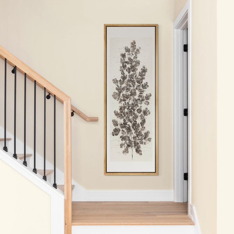 Illustration botanique rétro de branches feuillues denses - grande impression sur toile encadrée dans la chambre principale