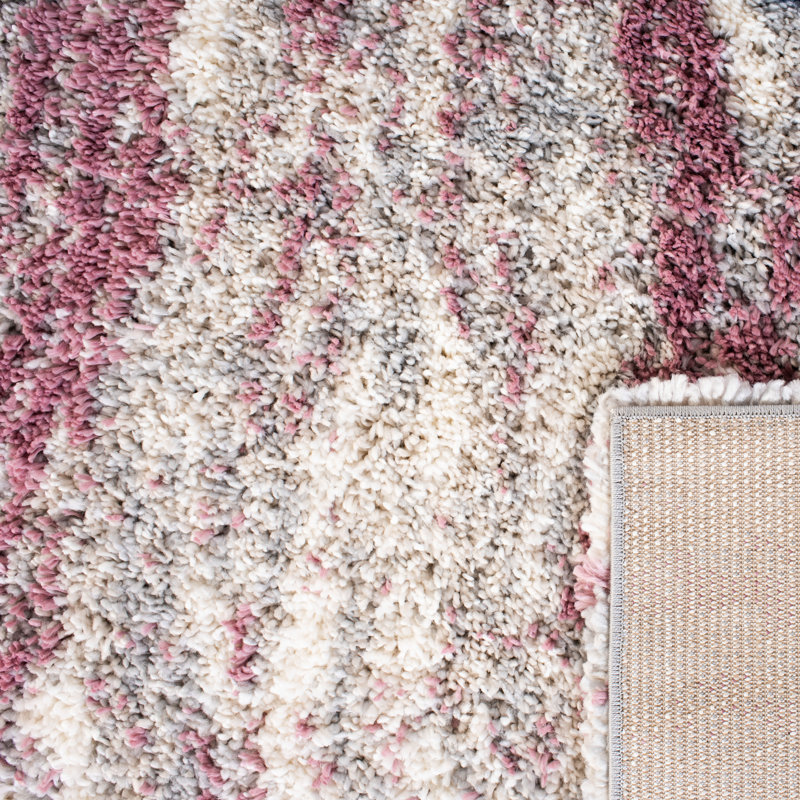 Tapis rose à motif abstrait Agassiz, Tapis de couloir 2 pi 3 po x 8 pi