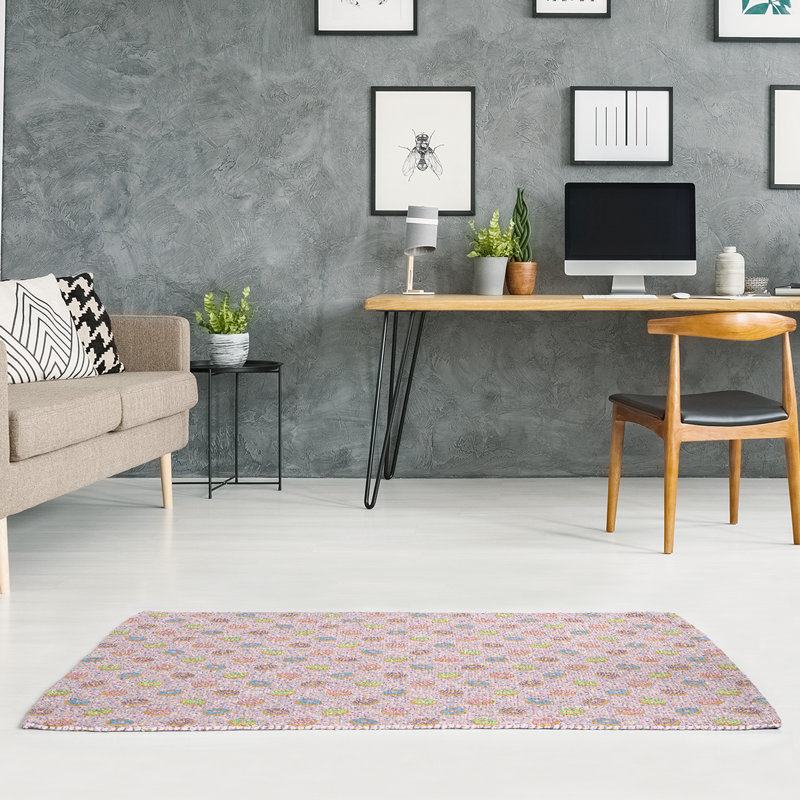 Tapis rose/vert pâle, Rectangle 5 pi x 7 pi
