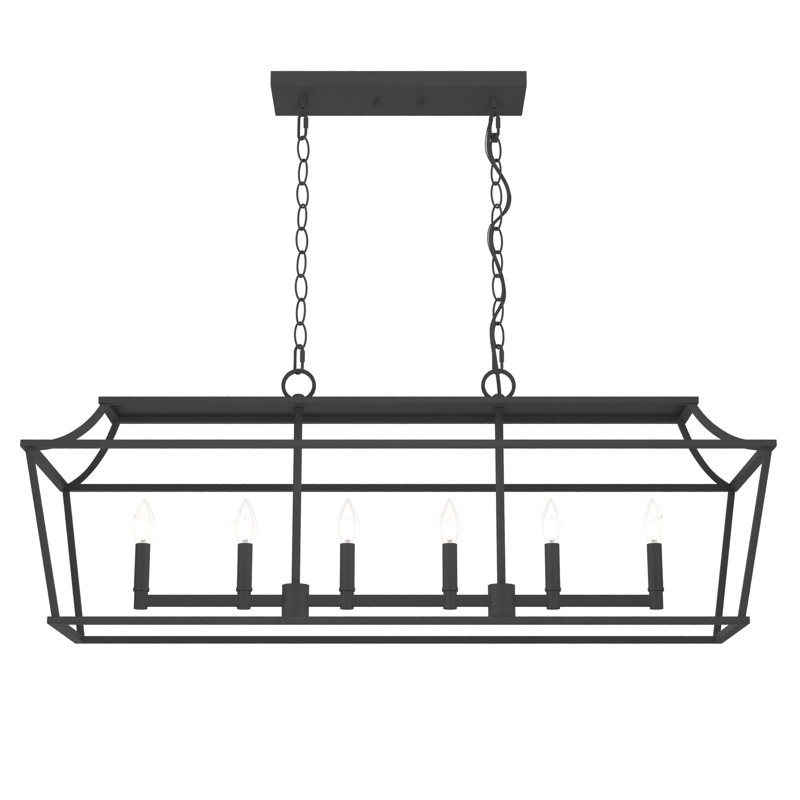 Laurel Ridge 6 - Light Kitchen Island Rectangle Pendant Light, Natural Iron