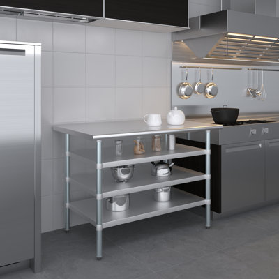 Stainless Steel Table With Three Undershelves