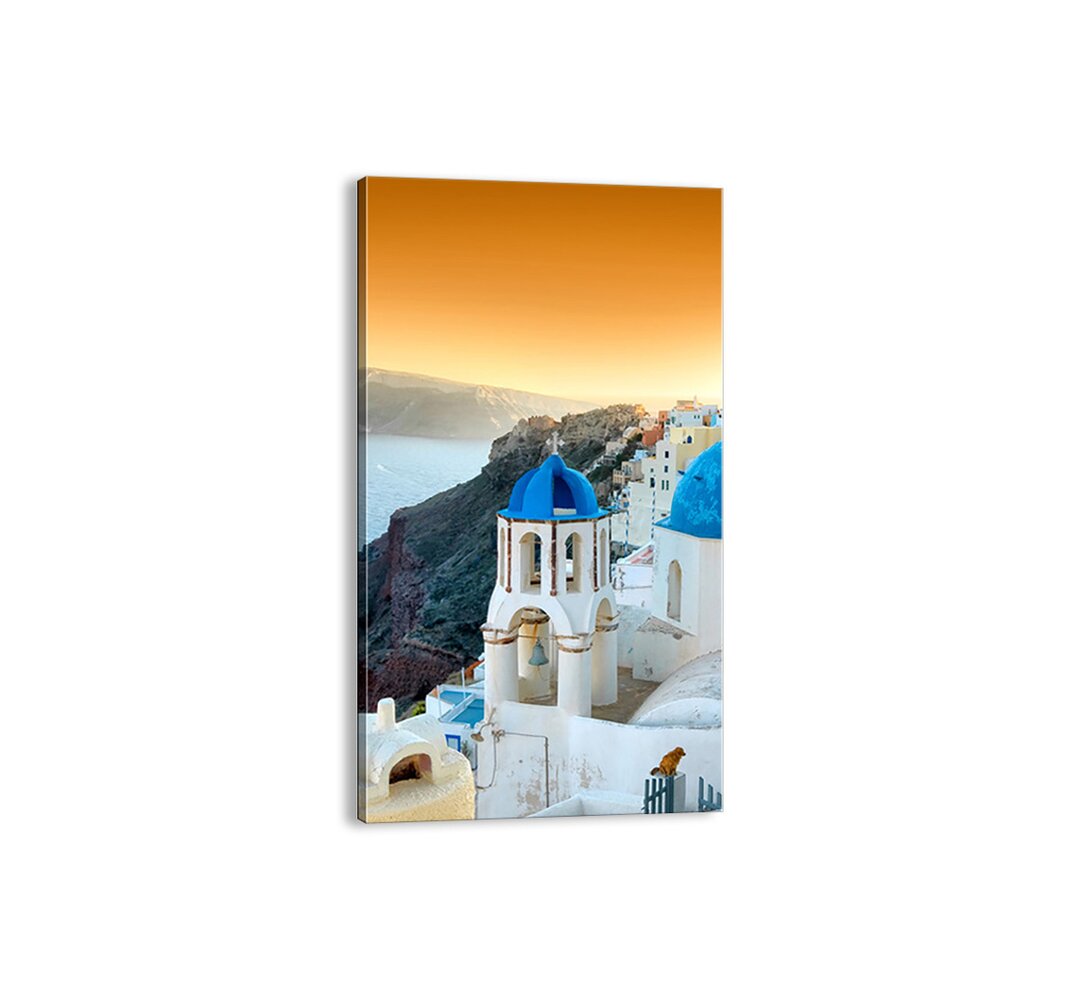 Leinwandbild - Fotografie "Santorini - Umarmt zu den Felsen"