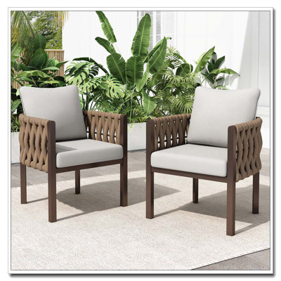 2-Pieces Outdoor Metal Patio Club Chair
