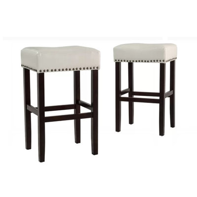 Tabouret de comptoir en similicuir ivoire sans dossier