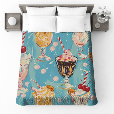 Couvre-lit matelassé rétro Milkshake Illustration toutes tailles