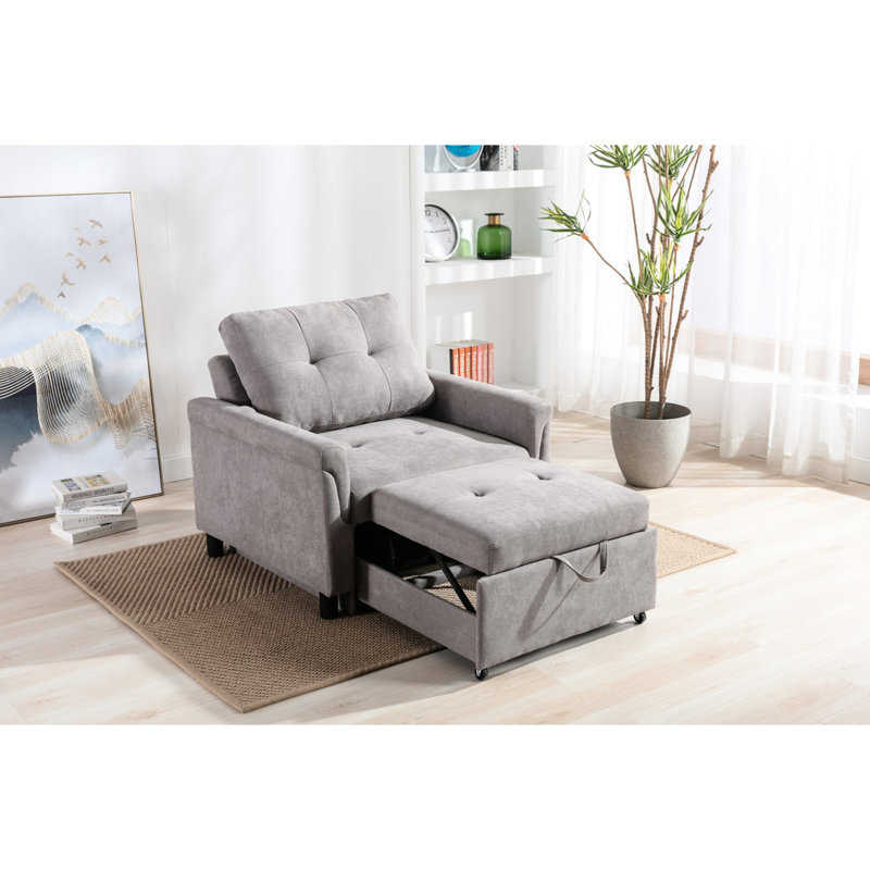 Fauteuil convertible 35 po gris avec siège rembourré en mousse et siège rembourré en mousse
