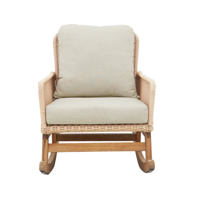 Chaise berçante de conception minimaliste beige avec assise spacieuse et coussins