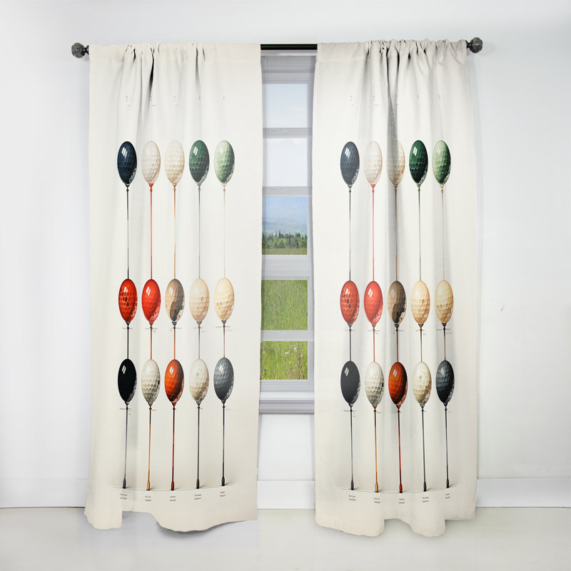 Rideau moderne en velours obscurcissant Kydd Minimalisme Golf Tees IV - 1 panneau, L 52 po x L 90 po