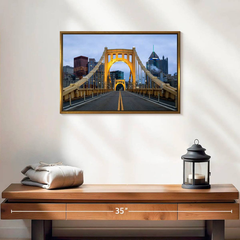Pont Roberto Clemente, 19 po x 13 po, Cadre flottant doré