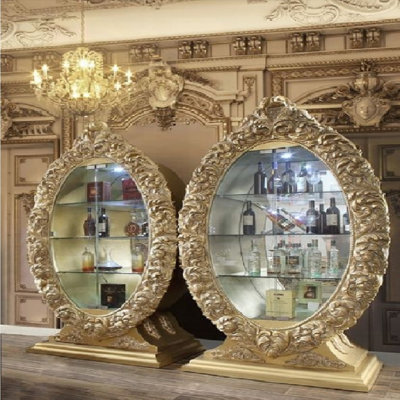 Vitrine Glam Gold avec tablettes en verre trempé