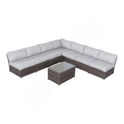 6-Person Wicker Outdoor Seating Group With Cushions, Fully Assembled