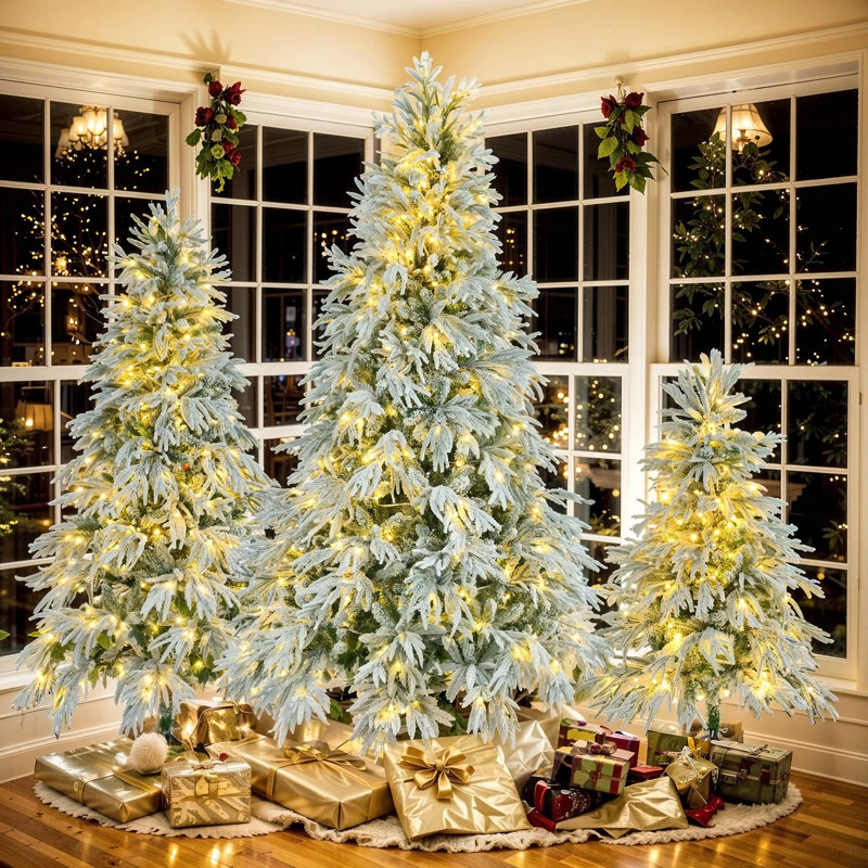 Arbre de Noël artificiel régulier (double) avec blanc Aiguilles vertes