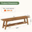 Banc de rangement en bois massif de 63 po pour bout de lit, banc de chambre rustique avec tablette, style maison de campagne-446374274